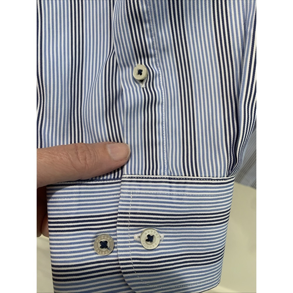 Robert Talbott Carmel Shirt L Long Sleeve Button Up Blue Striped Cotton EUC - Picture 4 of 6